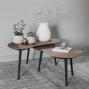 DTP Home Organische Salontafel 'Organus' Teakhout, Set van 2 stuks, kleur Naturel