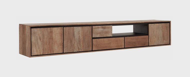 DTP Home Zwevend TV-meubel 'Metropole' Teakhout, 235cm