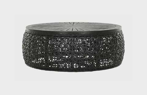 MUST Living Salontafel 'Rimini' Rotan en hout, 100cm, kleur Zwart