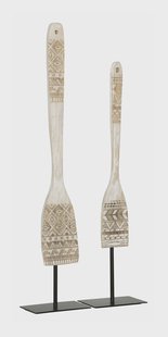 MUST Living Decoratie 'Tribal Spoon' Teakhout, Set van 2 stuks, kleur Wit