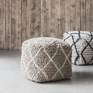 MUST Living Poef 'Princess' 40cm, kleur Wit / Beige