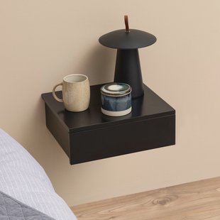 Bendt Zwevend Nachtkastje 'Grete' met 1 lade, kleur Zwart