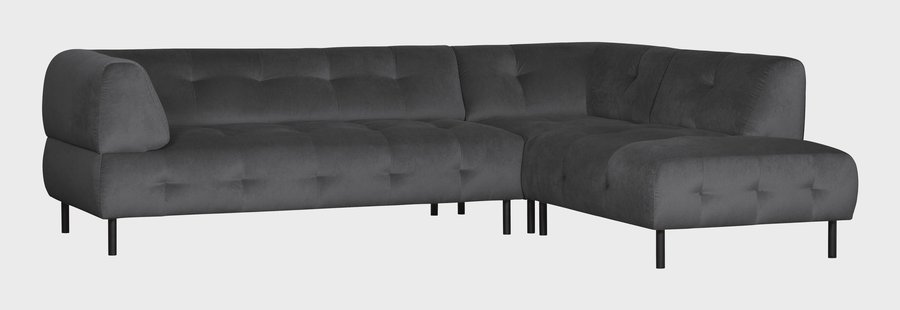 WOOOD Hoekbank 'Lloyd' Rechts, Velvet, kleur Cast Iron
