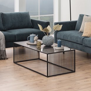 Bendt Salontafel 'Esme' Marmerlook en rookglas, 120 x 60cm, kleur zwart