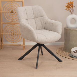 Sohome Draaibare Eetkamerstoel 'Almar' Bouclé, kleur Naturel