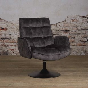 Tower Living Draaibare Fauteuil 'Tropea' Velvet, kleur Donkergrijs