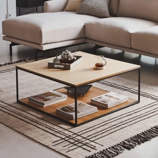 Kave Home Salontafel 'Yoana' Eiken en metaal, 80 x 80cm