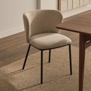 Kave Home Eetkamerstoel 'Ciselia' Chenille, kleur Beige