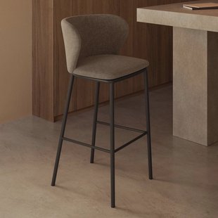 Kave Home Barkruk 'Ciselia' Chenille, kleur Lichtbruin (zithoogte 75cm)