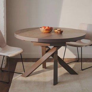 Kave Home Uitschuifbare Ronde Eettafel 'Vashti' Keramiek, 120-160 x 120cm, kleur Bruin