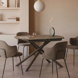 Kave Home Uitschuifbare Eettafel 'Yodalia' Keramiek, 130-190 x 100cm, kleur Bruin