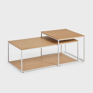 Kave Home Salontafel 'Yoana' Eikenhout, Set van 2 stuks, kleur Wit