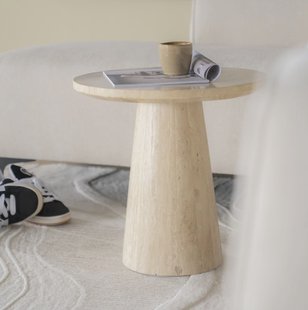 Eleonora Ronde Bijzettafel 'Aime' Travertin, 45cm