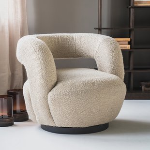Eleonora Draaifauteuil 'Sharon' Bouclé, kleur Zand