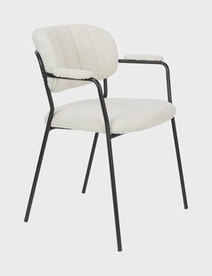 ZILT Eetkamerstoel 'Maris' Met armleuning, Bouclé, kleur Crème