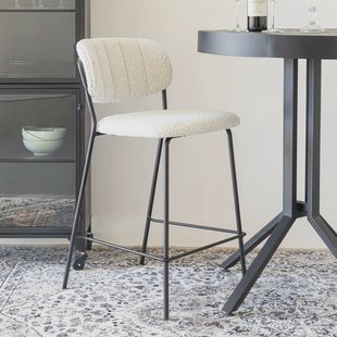 ZILT Barstoel 'Maris' Bouclé, kleur Crème (zithoogte 65cm)