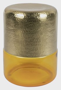 Dutchbone Bijzettafel 'Cave' IJzer en glas, 35cm, kleur Amber