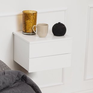 Bendt Zwevend Nachtkastje 'Grete' Met 2 lades, kleur Wit