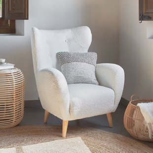 Kave Home Fauteuil 'Patio' Bouclé, kleur Wit