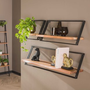 LifestyleFurn Wandplank 'Tiny' Acaciahout, Set van 3 stuks