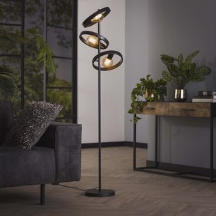 LifestyleFurn Vloerlamp 'Homer' 3-lamps, kleur Charchoal