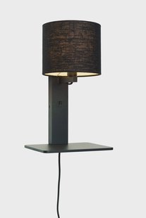 GOOD&MOJO Wandlamp 'Andes' Bamboe en Eco linnen, Met plank, kleur Zwart