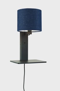 GOOD&MOJO Wandlamp 'Andes' Bamboe en Eco linnen, Met plank, kleur Denimblauw