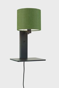 GOOD&MOJO Wandlamp 'Andes' Bamboe en Eco linnen, Met plank, kleur Groen