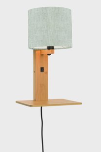 GOOD&MOJO Wandlamp 'Andes' Bamboe en Eco linnen, Met plank, kleur Beige/Naturel