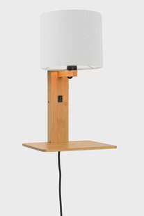 GOOD&MOJO Wandlamp 'Andes' Bamboe en Eco linnen, Met plank, kleur Wit/Naturel
