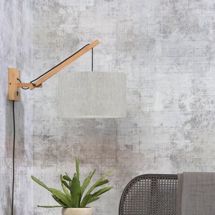 GOOD&MOJO Wandlamp 'Andes' Small, Bamboe en Eco linnen, kleur Beige/Naturel