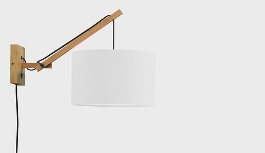 GOOD&MOJO Wandlamp 'Andes' Small, Bamboe en Eco linnen, kleur Wit/Naturel