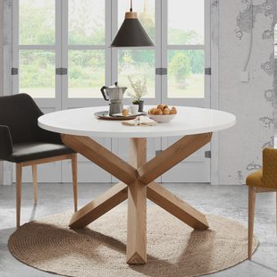 Kave Home Ronde Eettafel 'Lotus' 120cm, kleur Wit/Eiken