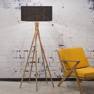 Good&Mojo Vloerlamp 'Kilimanjaro' Bamboe en Eco linnen, kleur Zwart