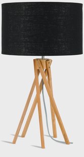 Good&Mojo Tafellamp 'Kilimanjaro' Bamboe en Eco linnen, kleur Zwart