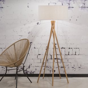 Good&Mojo Vloerlamp 'Kilimanjaro' Bamboe en Eco linnen, kleur Wit