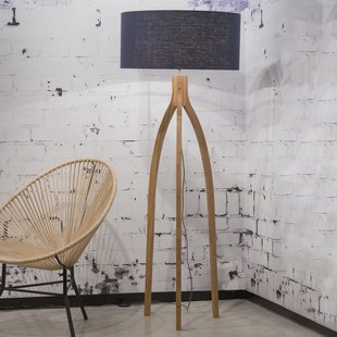 Good&Mojo Vloerlamp 'Annapurna' Bamboe en Eco linnen, kleur Denimblauw