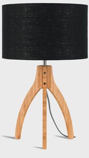 Good&Mojo Tafellamp 'Annapurna' Bamboe en Eco linnen, kleur Zwart