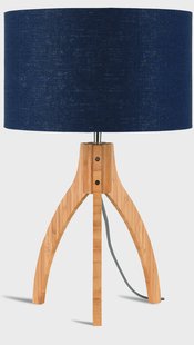 Good&Mojo Tafellamp 'Annapurna' Bamboe en Eco linnen, kleur Denimblauw
