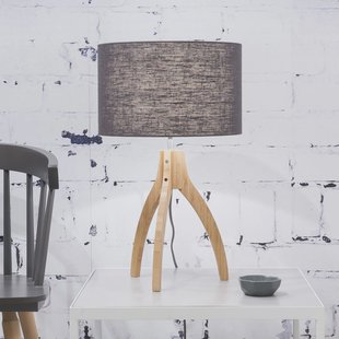 Good&Mojo Tafellamp 'Annapurna' Bamboe en Eco linnen, kleur Donkergrijs