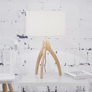 Good&Mojo Tafellamp 'Annapurna' Bamboe en Eco linnen, kleur Wit