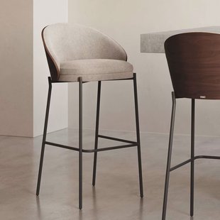 Kave Home Barkruk 'Eamy' Essenhout, kleur Lichtbruin (zithoogte 77cm)