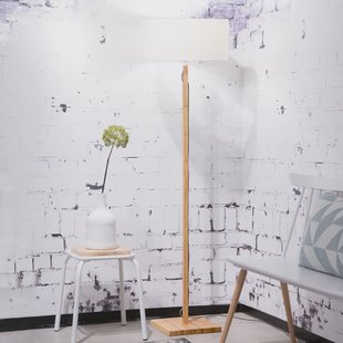 Good&Mojo Vloerlamp 'Fuji' Bamboe en Eco linnen, kleur Wit