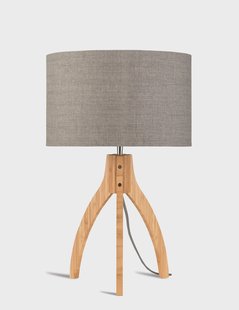 Good&Mojo Tafellamp 'Annapurna' Bamboe en Eco linnen, kleur Donkerbeige