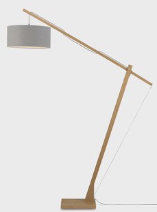 GOOD&MOJO Vloerlamp 'Montblanc' Bamboe en Eco linnen, 207cm, kleur Lichtgrijs