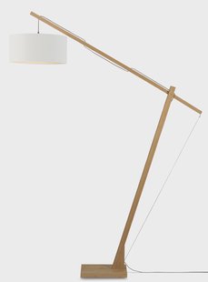 GOOD&MOJO Vloerlamp 'Montblanc' Bamboe en Eco linnen, 207cm, kleur Wit