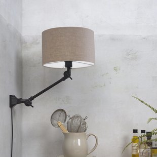 its about RoMi Wandlamp 'Amsterdam' Met stoffen kap, 65cm, kleur Donkerbeige