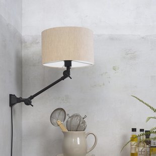 its about RoMi Wandlamp 'Amsterdam' Met stoffen kap, 65cm, kleur Beige