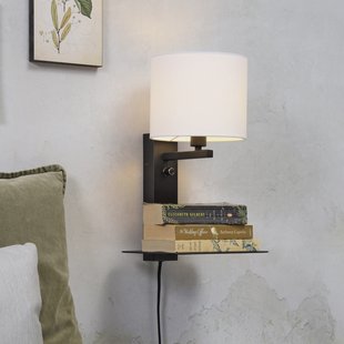 its about RoMi Wandlamp 'Florence' Met plank en USB, kleur Wit