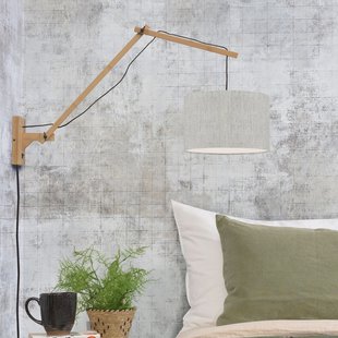 GOOD&MOJO Wandlamp 'Andes' Large, Bamboe en Eco linnen, kleur Beige/Naturel